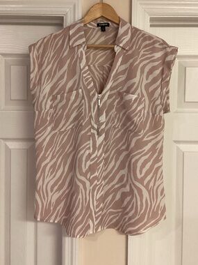 Express Pink Zebra Print Zip Top